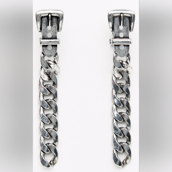 Zara Silver Chain Buckle Earrings - Picture 2 of 4